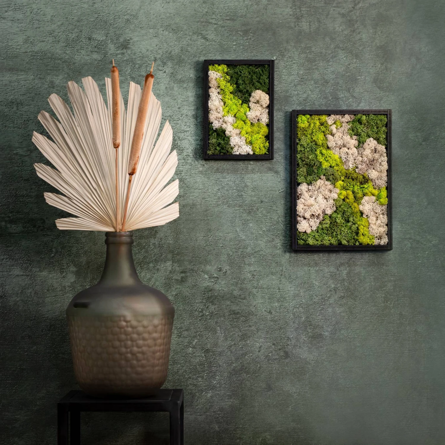 Eckiges Moosbild Mit Schwarzem Rahmen, Klein, 24 X 17 Cm 1 Eckiges Moosbild Mit Schwarzem Rahmen, Klein, 24 X 17 Cm